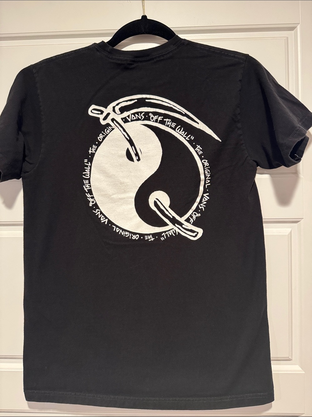 Vans Black Short Sleeve Tee with White Crescent Emblem